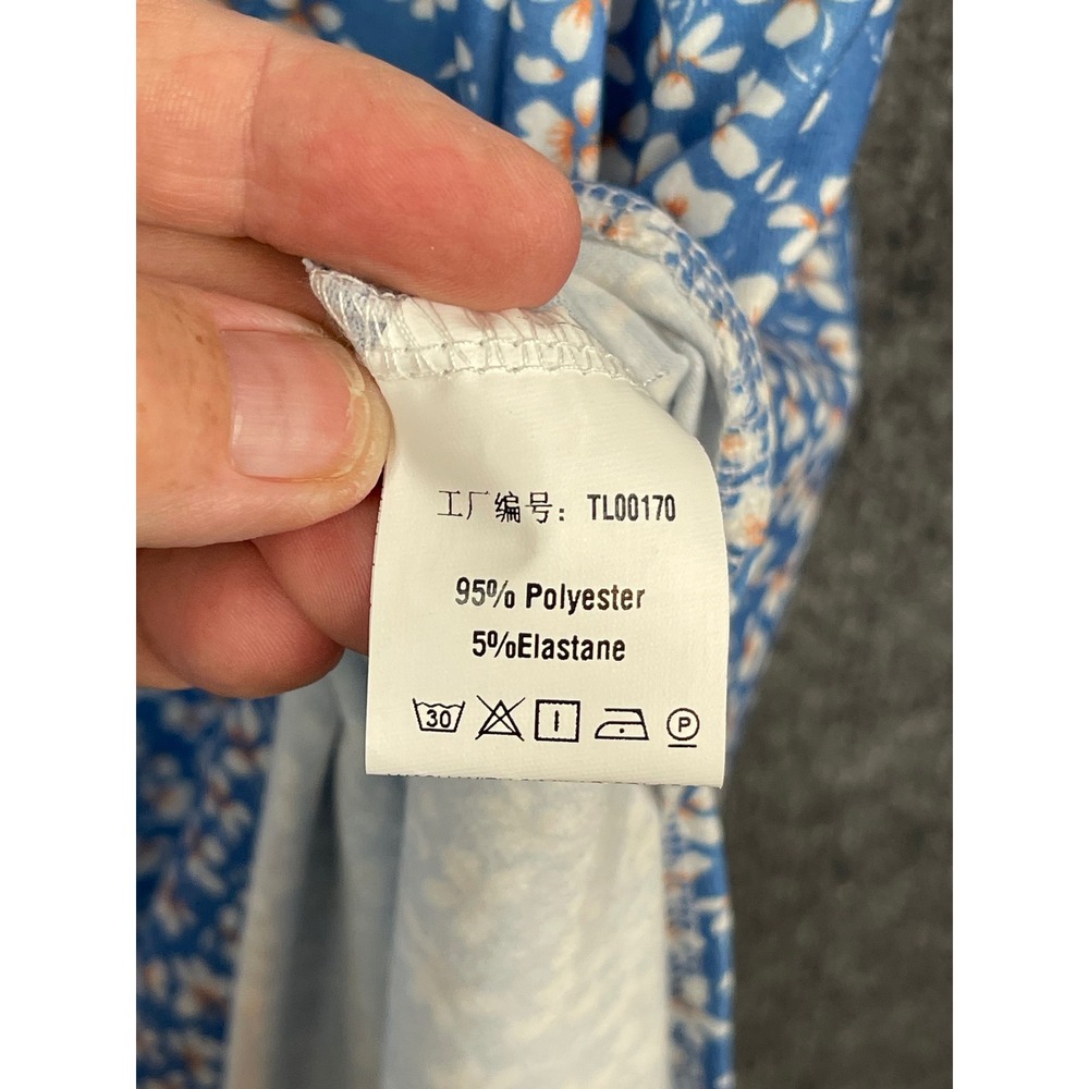 Anrabess Maxi‎ Dress Women L Blue Floral NEW Sleeveless Slit Pockets Summer - Picture 10 of 10
